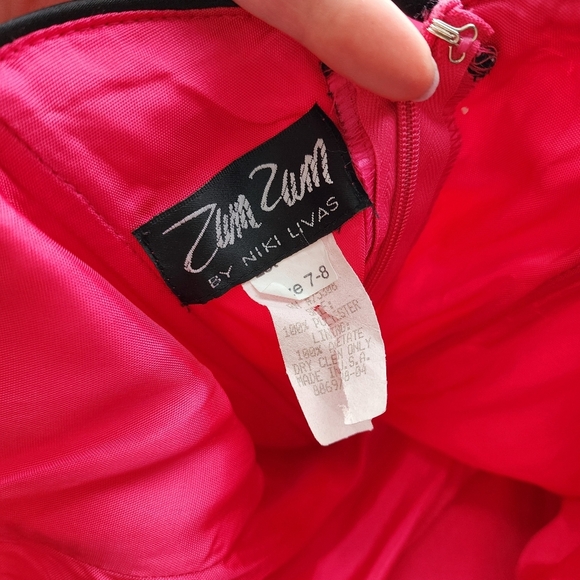 ZUM ZUM x VINTAGE Y2k fit flare maxi prom dress barbie pink black bows 7/8 - Picture 6 of 11